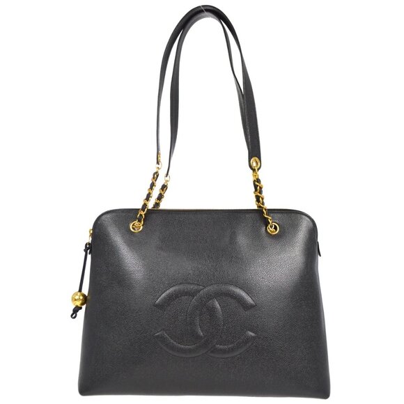 Chanel Black Calfskin Chain Shoulder Tote Bag 110279 - Picture 1 of 11